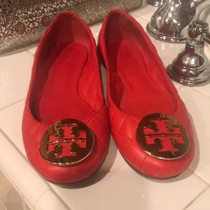 Tory Burch red quilted flat